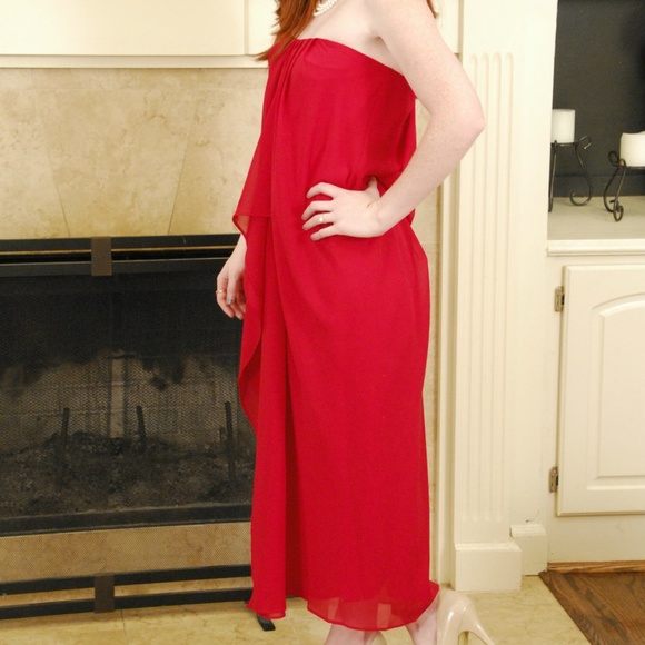 SALE! Red Strapless Dress - Picture 2 of 5
